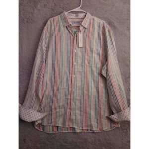 NEW Tommy Bahama Shirt Men Extra Large Linen Blend Reverse Print Colorful Beach